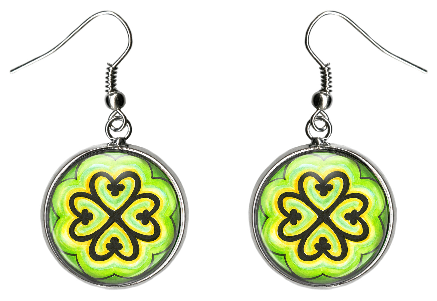Adinkra Nyame Dua The Tree of Gods Protection Silver Hypoallergenic Steel Earrings