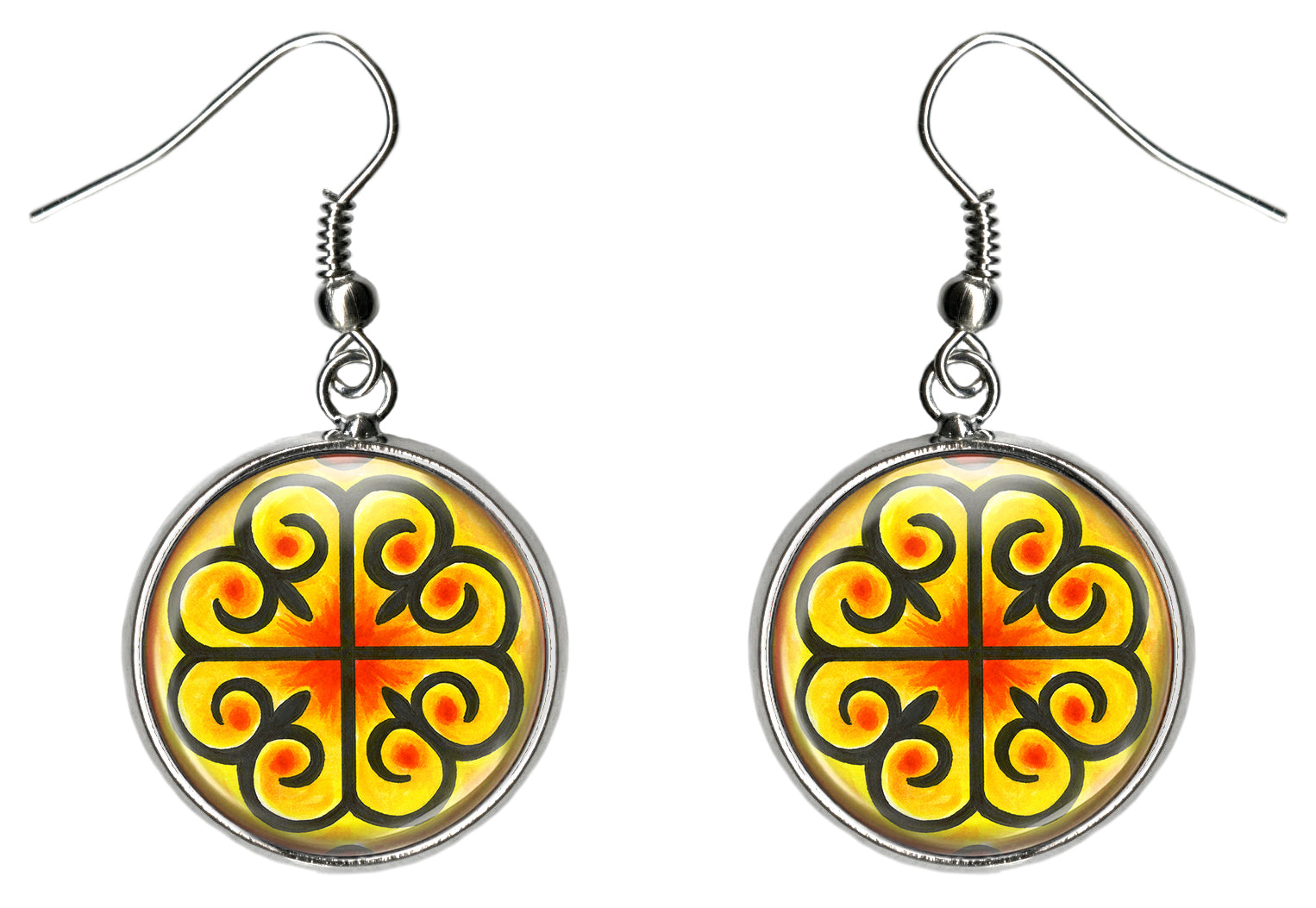 Adinkra Nyame Dua for Gods Altar of Protection Silver Hypoallergenic Steel Earrings